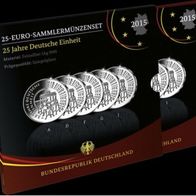 2015 5x25 Euro Deutschland 25 Jahre Deutsche Einheit Silber Polierte Platte