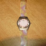 Swatch Armbanduhr pastellfarben Kreise dünn