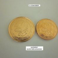 2019 1 + 2 Cent F -uncirkuliert- bankfrisch