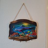 Schlüsselbrett Holz Delphin