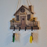 Schlüsselbrett Holz Haus mit Hund
