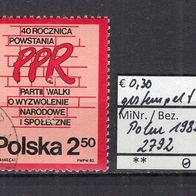 Polen 1982 40 Jahre Polnische Arbeiterpartei (PPR) MiNr. 2792 gestempelt