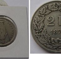 1879, Switzerland, 2 Francs, B, silver coin