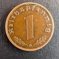 1 Reichspfennig 1939 „A“ Kursmünze Deutsches Reich 3. Reich 2. Weltkrieg