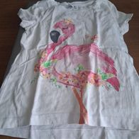Weißes Shirt mit-Motiv Flamingo - Gr. 104 - dopodopo