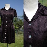 Kleid Minikleid vintage 90er Clockhouse C&A schwarz glänzend geknöpft Kurzarm Kragen