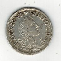 Frankreich Silber 4 Sols dits 1676 D (Lyon) "König LUDWIG XIV. (1643-1715)
