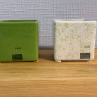 Blumentöpfe - 2 Stück in weiß + grün - eckig H/ B/ T 6,5 cm
