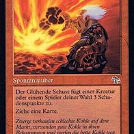 4x "Glühender Schuss", Common aus "Abrechnung", sehr wenig gespielt