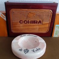Cohiba Zigarrenkisten leer , Humidor Cohiba, Aschenbecher Marmor