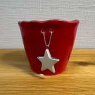 Blumentopf (weihnachtlich) in rot - Höhe: 9 cm