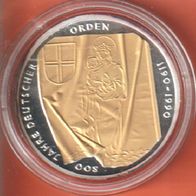 1990 BRD 800 Jahre Deutscher Orden 10 DM mit Goldapplikation