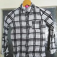 Schwarz-weiß karierte Bluse - Gr. 140-146