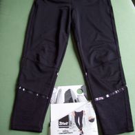 Crivit Damen Funktionstights Schwarz M40/42 Mesh 7/8-Länge Bundtasche Legging Sport