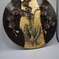 Rundgemälde Decorpanno 2D-Malerei handgefertigt - "Schwarze Orchideen"