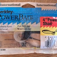 Neu 4 Berkley Power Bait Shad Twister Gummifisch Attractor F: Schwarz/Weiß L: 4"