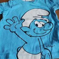 Blaues Shirt mit Aufdruck Schlumpf - Gr. 68 - H&M