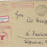 Einschreiben Brief BERLIN Spandau 22.11.39 / Wehrmeldeamt Spandau
