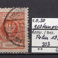 Polen 1924 Freimarken: Adler im Lorbeerkranz MiNr. 203 gestempelt -1