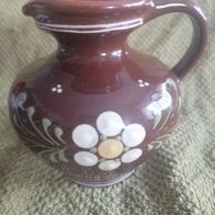 Braune Vase - Krug - Blumendekor