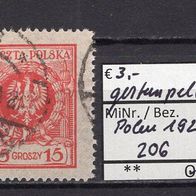 Polen 1924 Freimarken: Adler im Lorbeerkranz MiNr. 206 gestempelt -2
