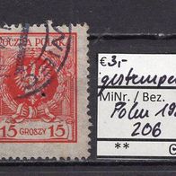 Polen 1924 Freimarken: Adler im Lorbeerkranz MiNr. 206 gestempelt -5