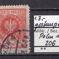 Polen 1924 Freimarken: Adler im Lorbeerkranz MiNr. 206 gestempelt -6