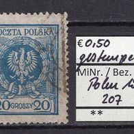 Polen 1924 Freimarken: Adler im Lorbeerkranz MiNr. 207 gestempelt -1