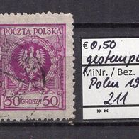 Polen 1924 Freimarken: Adler im Lorbeerkranz MiNr. 211 gestempelt