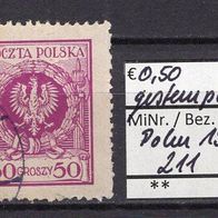 Polen 1924 Freimarken: Adler im Lorbeerkranz MiNr. 211 gestempelt -2