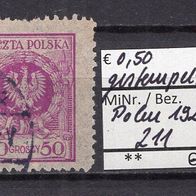 Polen 1924 Freimarken: Adler im Lorbeerkranz MiNr. 211 gestempelt -3