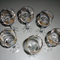 6 Likörgläser mit goldenem Druck Blumen *