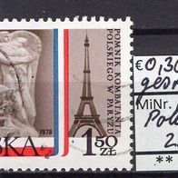 Polen 1978 Denkmal für die polnischen Soldaten in Frankreich MiNr. 2583 gestempelt