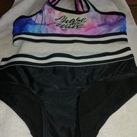 Bikini schwarz bunt - Gr. 134/140 - H&M