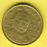 Griechenland 10 Cent 2002 mit Buchstabe F