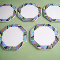 5x Rosenthal Studio-Line Scenario Metropol Brotzeitteller Bunt Achteckig Teller