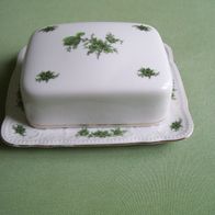 Seltmann Weiden Butterdose 2teilig Grüne Blume Goldrand