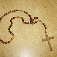 Rosenkranz Holzperlen + Holzkreuz