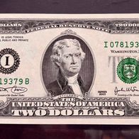 Banknote USA $2 Note Dollar Jefferson Series 2003
