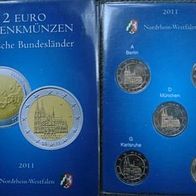 5 x 2 Euro "NRW" Kölner Dom Satz 2011 ADFGJ im Folder