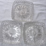 CP Glasschale 3 Stk f Knabbergebäck Viereck 4-geteilt 22x22 x4 einwandfrei er Vintage