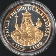 1990 BRD Kaiser Friedrich I. (Barbarossa) 10 DM mit Goldapplikation