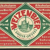 ALT ! Bieretikett "Weizenbier" Brauerei C. Louis Oettel † 1991 Crimmitschau