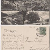 Schmiedefeld-Schleusingen-AK1910,4Bild Karte mit Gasthaus z. Thüringer Wald, Erh.1,