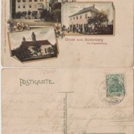 Schönberg-Brambach-AK 1908 Kirche, Schloss und Zollamt Erh.2