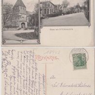 Steinhagen-Stralsund-AK Dorfstraße mit Post und Kirche, Erh.1