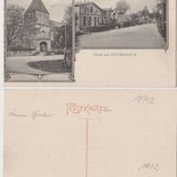 Steinhagen-Stralsund-AK 1912 Dorfstraße mit Post und Kirche, ohne Marke Erh.1