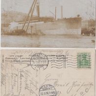 Stettin-Foto-AK-1906 Schiffbau Werft mit Schwimmkran im Hafen, Erh1