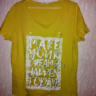 CECIL Damen Marken BW Sommer Tshirt Gr. XL 44 senf Glitzermotiv