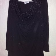 Ulla Popken Damen Marken Wasserfallshirt Gr.46 schwarz Glitzer